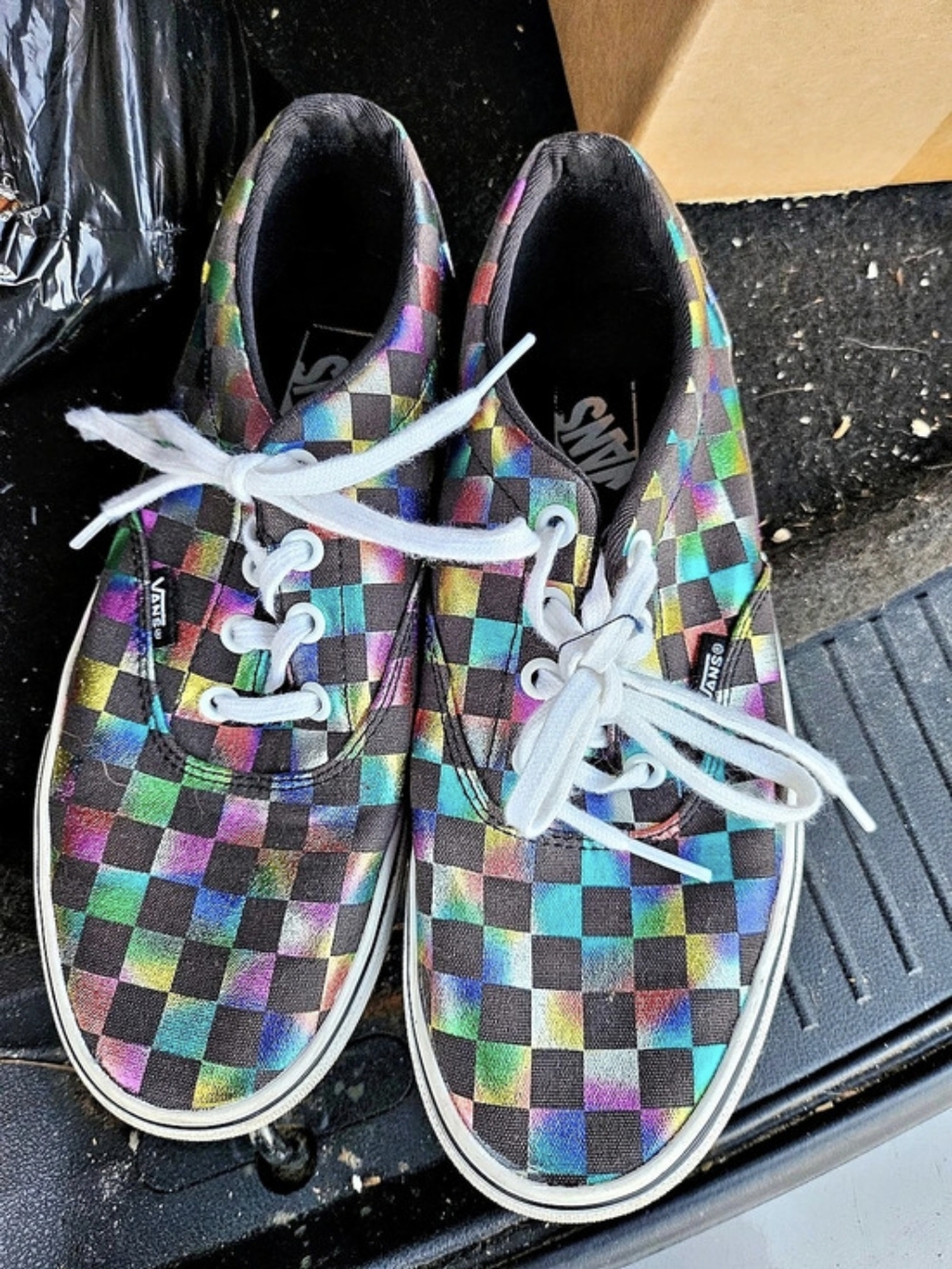 Vans Authentic Metallic Checkered Rainbow Sneakers